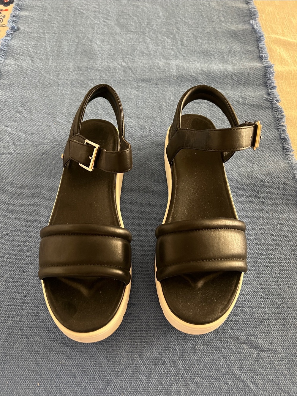 UGG Black Platform Sandals with White Soles